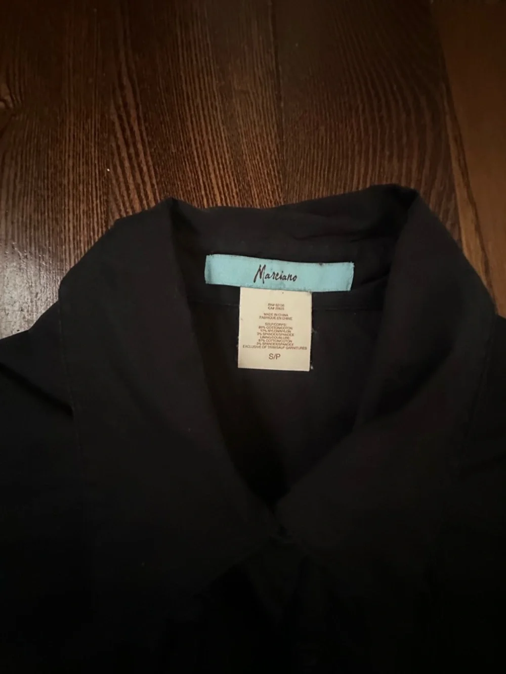 Marciano Black Ruffle-Front Midi Shirt Dress - Picture 4 of 5